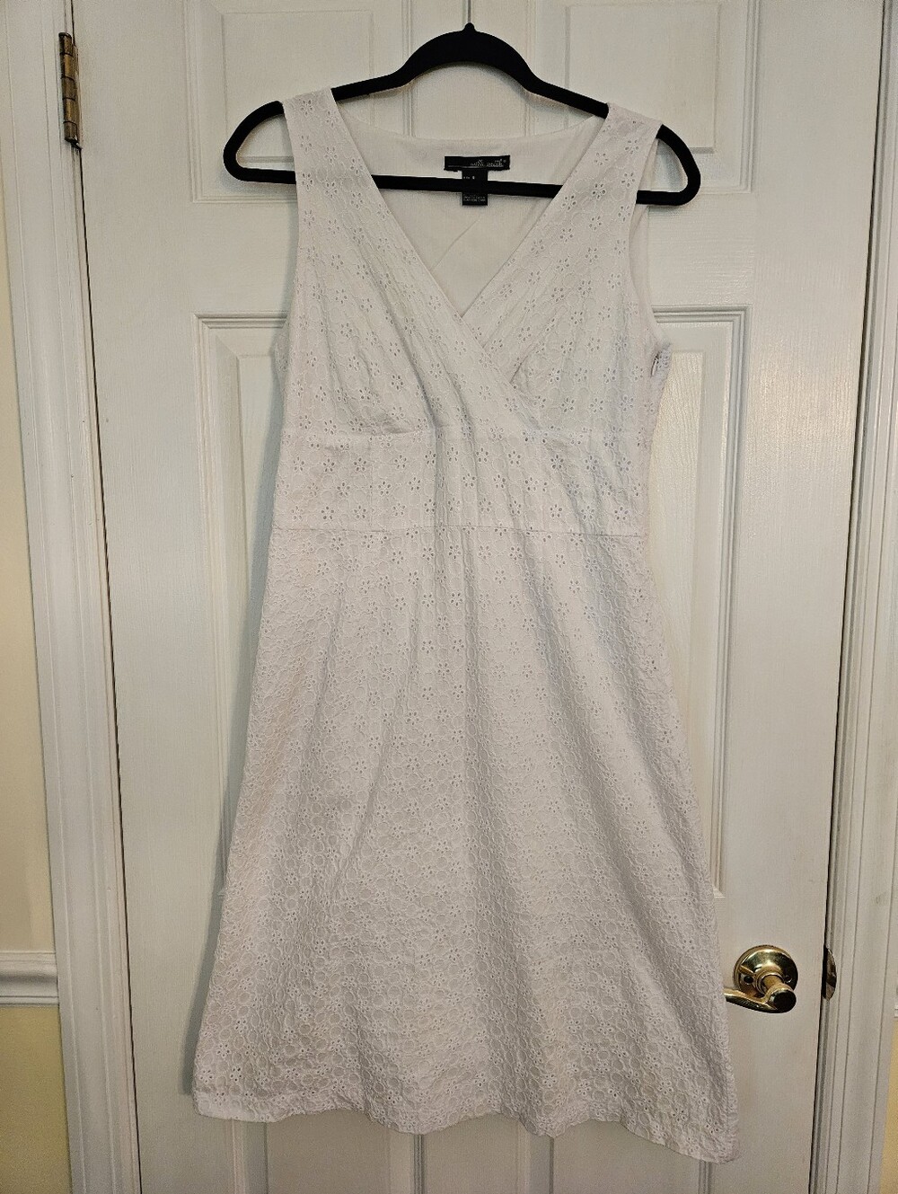 Willi Smith White Cotton Eyelet Dress 8